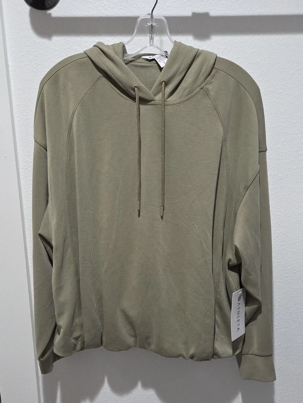 Athleta Seasoft Bubble Hem Hoodie Sage Green Pullover